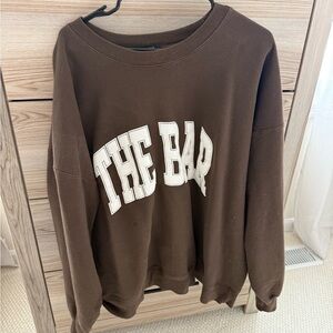 The Bar Chocolate Brown Sweatshirt with White Lettering